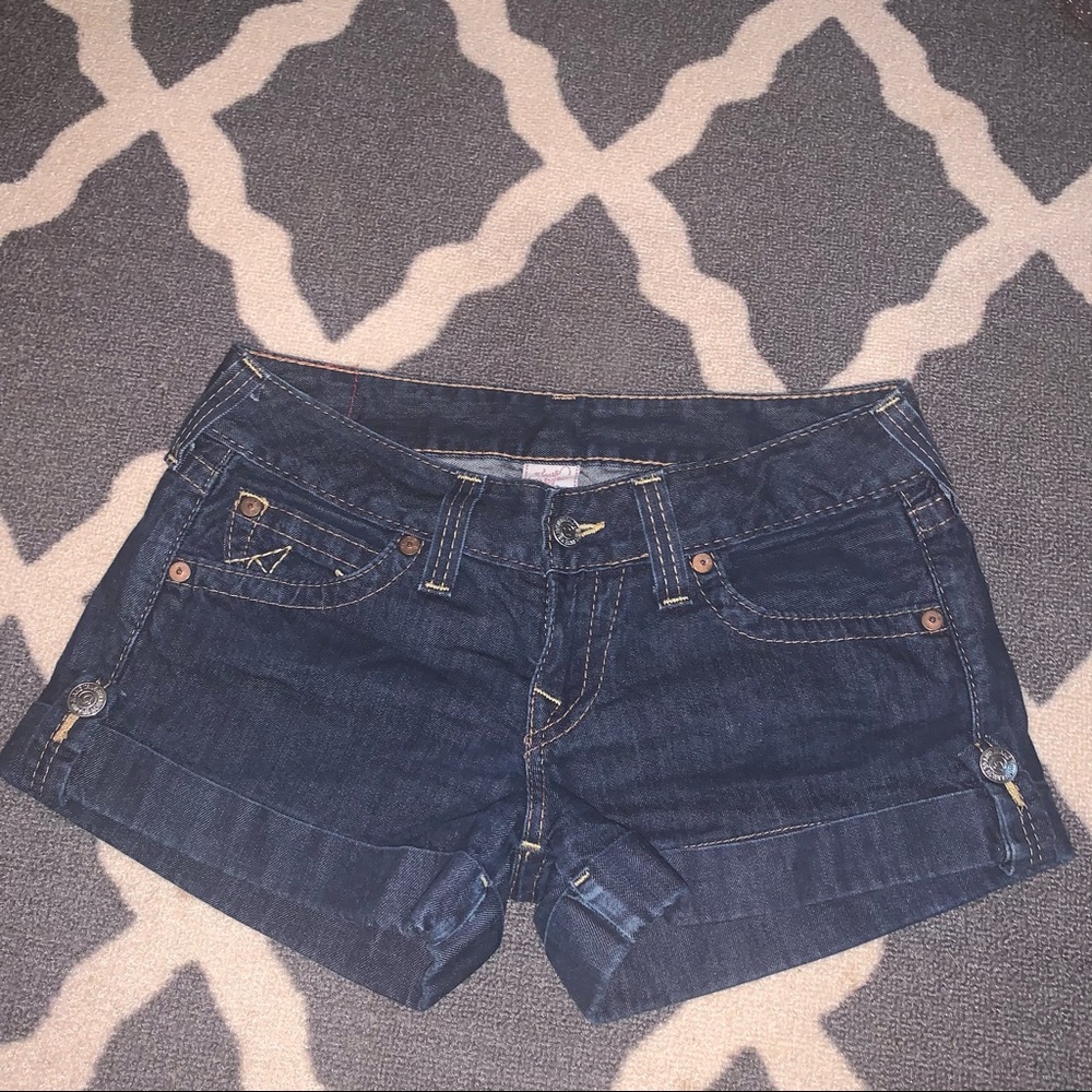 True Religion cuffed denim shorts